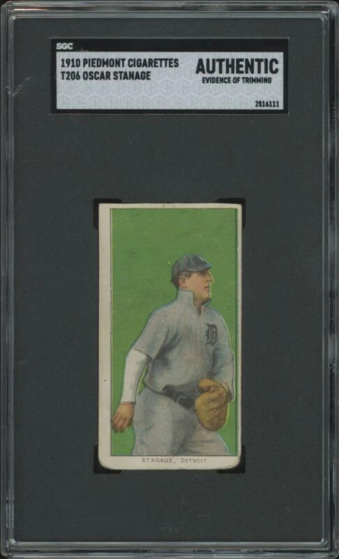 1909 T206 OSCAR STANAGE NNO VG EYE APPEAL PIEDMONT 350 SGC A DETROIT TIGERS