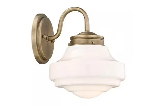 Golden Lighting Ingalls 1-Light Modern Brass and Vintage Milk Glass Wall Sconce - Picture 1 of 4