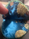 Beaded Green Eye Glasses Case lined with Blue Floral Satin — photo 2