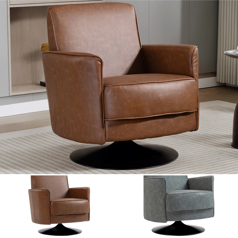HOMCOM Swivel Accent Chair with Wide Back and Thick Padding