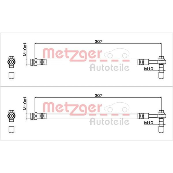 2X Metzger BremsschlÄUche Hinten Beidseitig Passend FÜR Audi A4 Links+Rechts-image