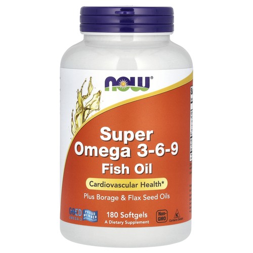 Now Foods Super Omega 3-6-9 1200 mg 180 Softgels GMP Quality Assured, Kosher