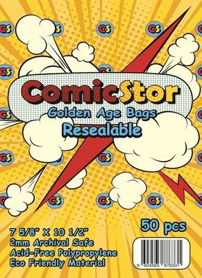 ComicStor Golden Age Size Bag (50) Resealable Seal