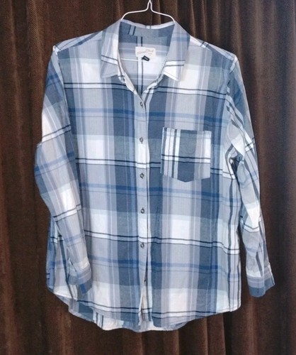 Universal Thread Plaid Flannel Button Down Shirt Women’s Size XL