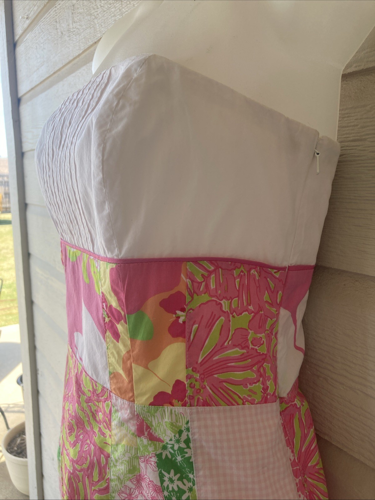 Lilly Pulitzer Pink Multi Square Patchwork Strapl… - image 6