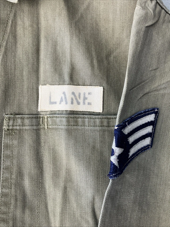 Vintage 40s HBT Chore Coat Jacket WWII P41 P47 Medium 22x27 Army USMC Modified - Image 2 of 4