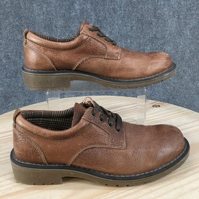 Merona Shoes Mens 8.5 Oxford Lace Up Low Top Round Toe Comfort Leather Brown