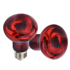50W Infrared Heat Lamp Bulb E26 Base Red Basking Spot Light for Reptile Terra...