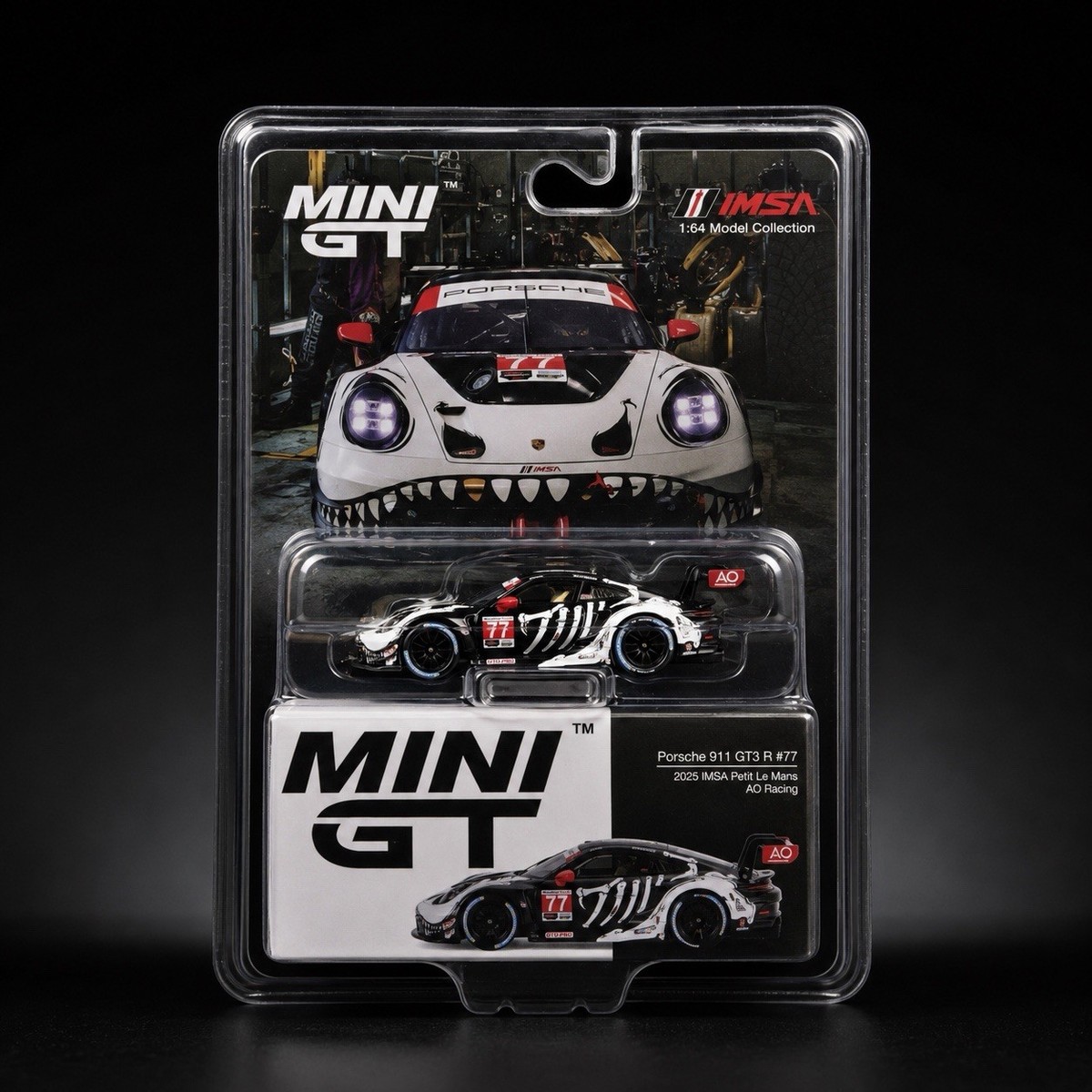 Mini GT Porsche 911 GT3 R IMSA Petit LeMans AO Racing Skeleton