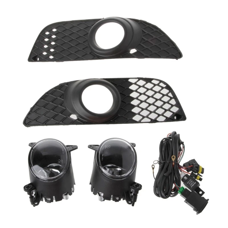 Bumper Grille Fog Lights Lamp + Wiring Switch Kit For Lancer 08-14 - Image 4 of 4