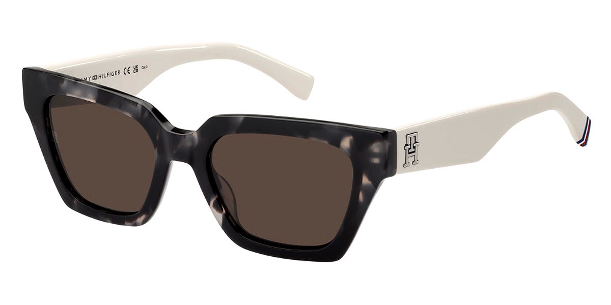 Солнцезащитные очки Tommy Hilfiger TH 2101S Женские черно-белые Havana 52 мм 22590₽
