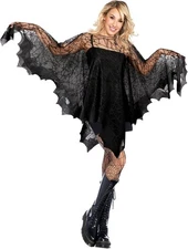 Halloween Poncho for Women, Black Lace Spider Web/Skeleton Cape Halloween... 