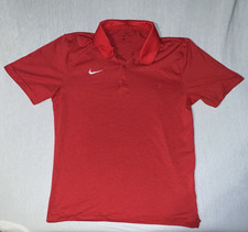 Nike Dri-FIT Men's Red Solid Logo Polo Shirt Short Sleeve Collared Size M