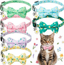 6 Pcs Spring Cat Collars Bulk with Bow Tie Be...