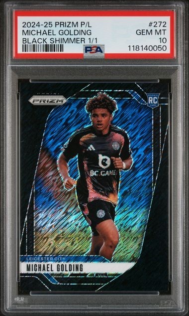 🔥🔥🔥1/1🔥🔥🔥2024-25 Prizm Premier League MICHAEL GOLDING Black Shimmer PSA 10