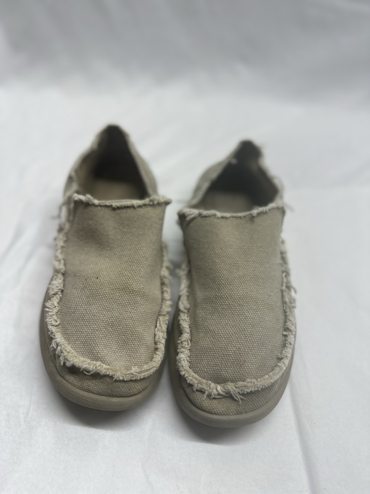 Crocs Men's Sz:7 Santa Cruz Casual Slip-On Shoes Khaki Tan Beige Canvas Loafer