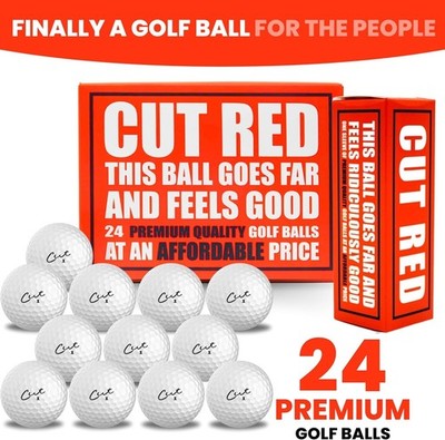 Cut Golf Red 2 Piece Ionomer Golf Balls, 24 pack, White *NEW*