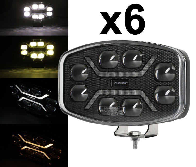 6x LED Driving Spot Lights Spot Lamps With White/Amber DRL Light As Hella Jumbo
