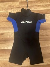 Aunua Shorty Unisex Kids' Durable Swimming Wetsuit 3mm, Black, Size 8