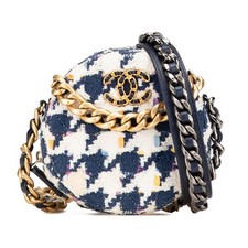Chanel Tweed Leather Chanel19 2Way Bag Ap0945 Women White One Size