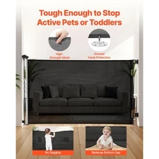 VEVOR Retractable Baby Gate, Extends to 57 inch Wide, 38.5 inch Tall, with Secur