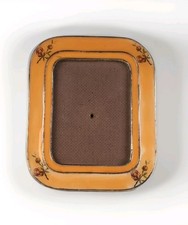 Heavy Enamel Floral Picture Frame 5x6 Vintage Gold tone Metal W/Roses