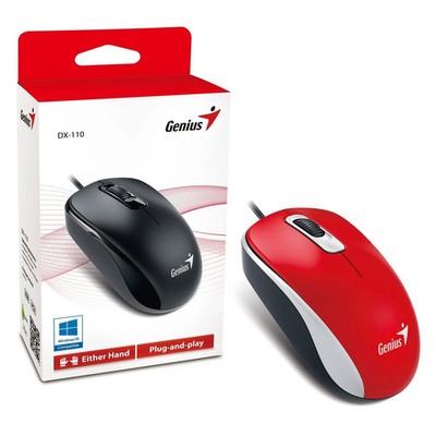 Genius DX-110 USB Optische Maus 1000 DPI Rot 3 Tasten Scrollrad