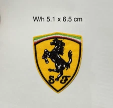 FERRARI LOGO SM BLACK BORDER EMBROIDERD BADGE/PATCH IRON/SEW FANCY DRESS PRIDE