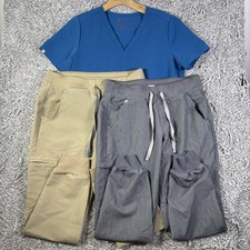 Figs Scrubs Lot Of 2 Pants And 1 Top Womens Small Nursing Utility Stretch Work
