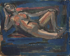 1960 Drawing Portrait Woman Nude Female Lying Study CobrA Expressionist