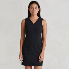 GAP Dress Women's Size 10 Charcoal Grey Straight Midi-Length Back Zip V-Neck 