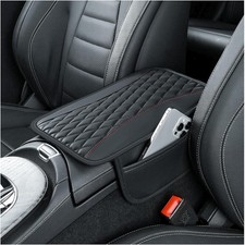 Car Center Console Cover, Leather Arm Rest Cover for Car with Extend Black