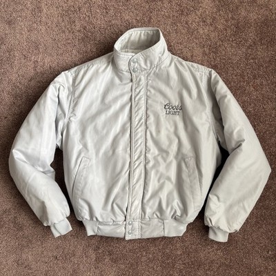 Vintage Dunbrooke Coors Light Beer Embroidered Metallic Silver Bomber Jacket
