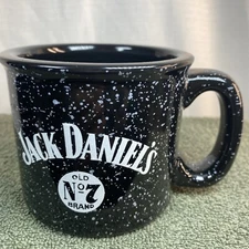 M Ware Thick Ceramic Black With White Speckles Coffee Mug Jack Daniels