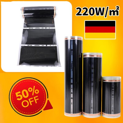 PTC Infrarot Heizfolie Set – 190 W/m², 50 Cm Breit, Inkl. WLAN Thermostat, Für Ca. 2 M²
