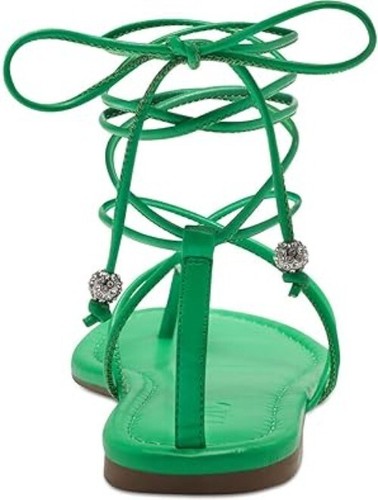 INC Women's Amille Faux Leather Ankle Tie Strappy Sandals Green Smooth Size 7.5M - Picture 3 of 5