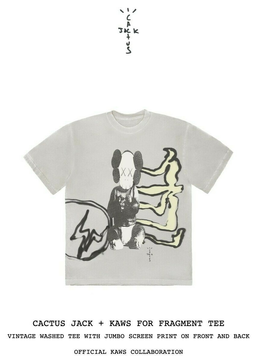 New Cactus Jack + Kaws For Fragment Tee Size L Large, In-hand 