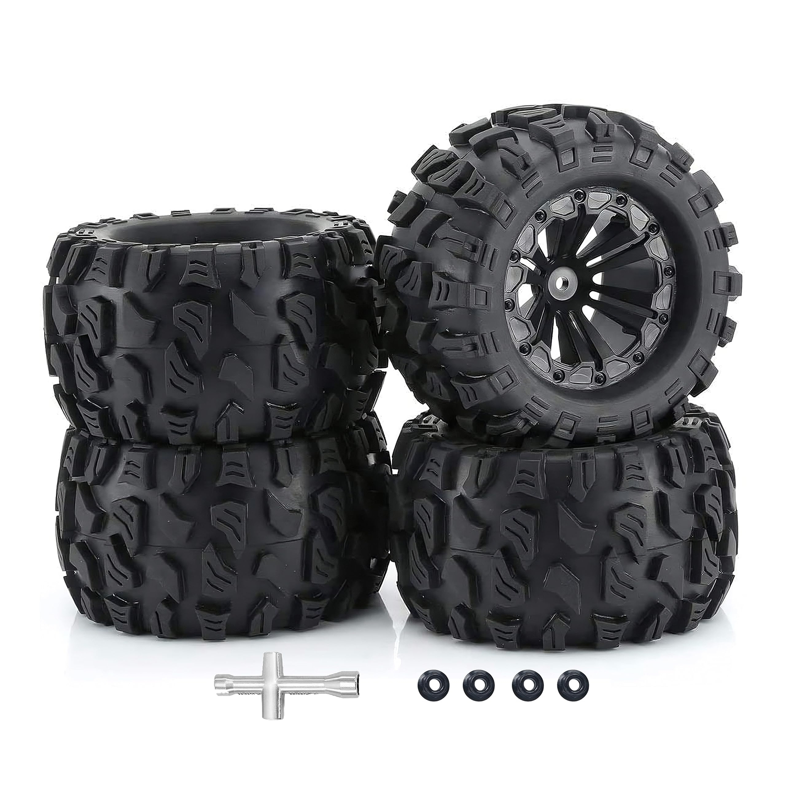 12mm Hex RC Wheels and Tires 1/10 Scale 2.8 RC Truck Tires Wheels for Traxxas...
