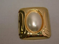 VINTAGE SCARF CLIP~GOLD TONE WITH FAUX PEARL~1.5"