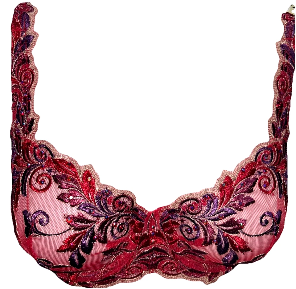 Sujetador Soma Talla 34C Sensual Encaje SIN FORRO Rojo con CRISTALES Foto 2 de 4