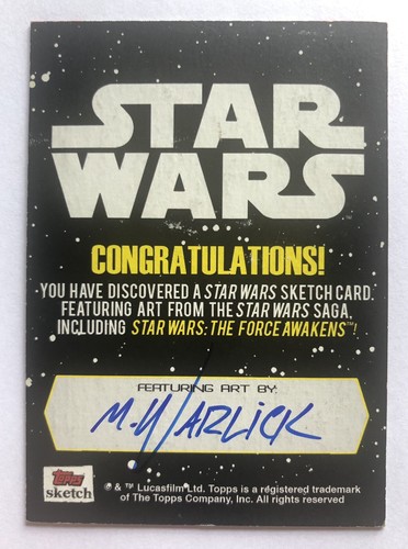 2015 Journey To Star Wars the Force Awakens Sketch Dark Vader - by Warlick - Picture 4 of 6
