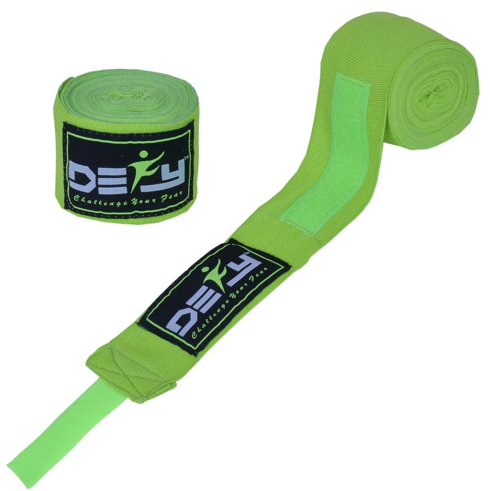 DEFY SPORTS Boxing Hand Wraps inner gloves 180" Elastic MMA Muay Thai Bandage New Pair Green