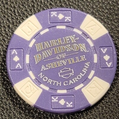 HD ASHEVILLE ~ NORTH CAROLINA (Purple AKQJ no mtns w/B&S) Harley Poker Chip