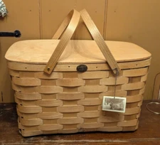 Peterboro Basket Company Large Kool Cooler Picnic Basket w/ Lid USA w/ Tags