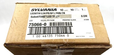 Sylvania 75066 NIB Lot Of 10 LED8T8/L24/FG/841/SUb/G6 LED 2' Lamps #C1