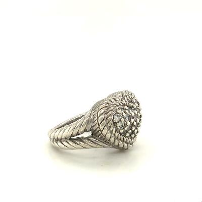 Vintage Sterling Signed 925 Judith Ripka Thailand Cluster CZ Heart