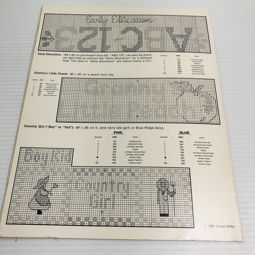 Hickory Hallow Baby Talk Cross Stitch Pattern Chart Bibs and Boarder VTG 1987 - Picture 3 of 7