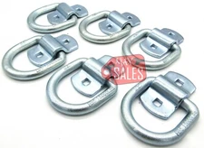 (6) Bolt-On D-Ring 1/2" Cargo Strap Tie Down Flatbed Truck Trailer Rings