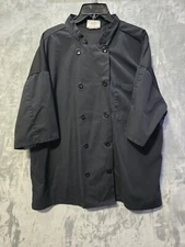 Uncommon Threads Chef Shirt Jacket Blk XL Short Sleeve Front & Shoulder Pockets