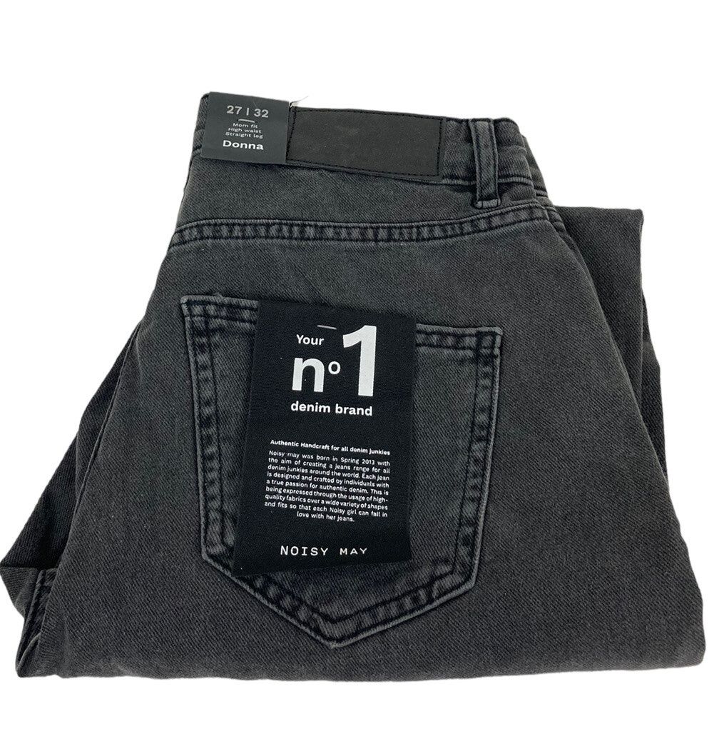 Jeans Donna Momfit Relaxed, Baggy Azzurro Chiaro, Vita Alta, Stretch, Taglie 34-44
